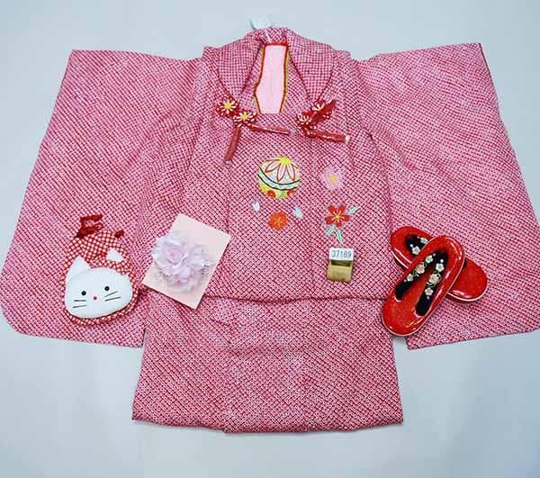 七五三 三歳 女児 被布着物セット 正絹 総絞り お仕立て無料 NO37189