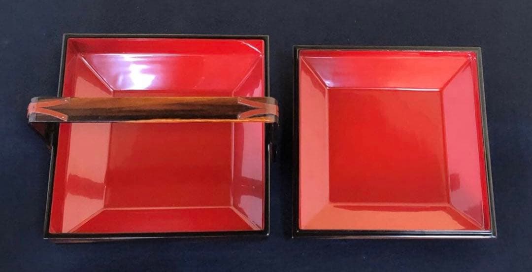 《R》黒柿内朱 手付 四方菓子器 食籠 喰篭 飾り金具 260126く1