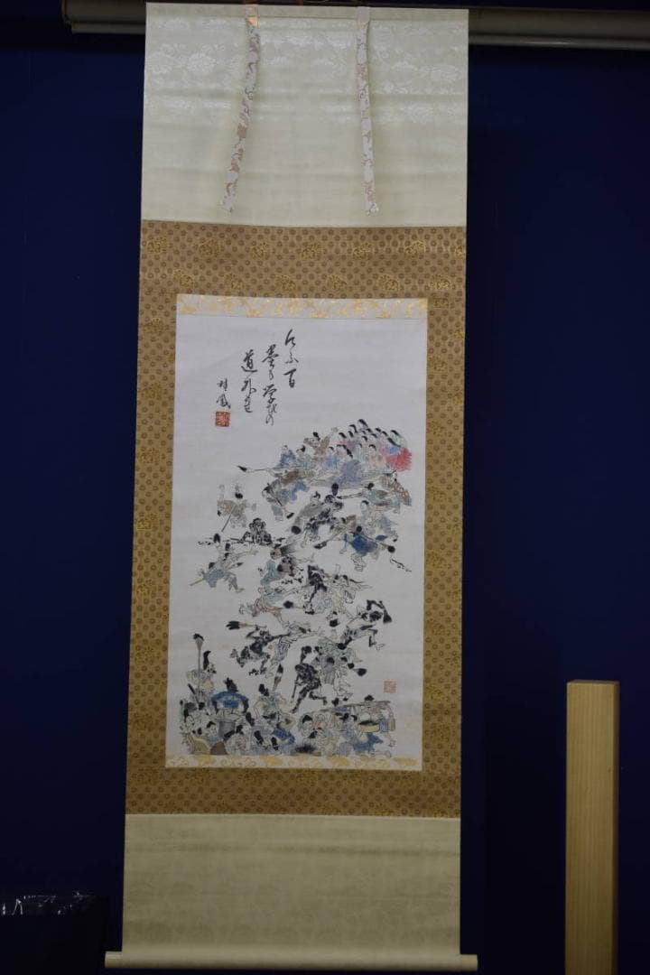 真作/竹霞庵主/畦鳳/墨戦争画賛/人物図/戯画/布袋屋掛軸