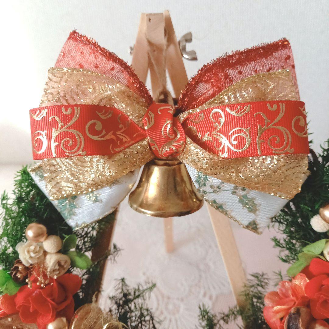 NO186 赤バラと木の実のキラキラ✩.*˚クリスマスリース⸜❤︎⸝‍ NO186