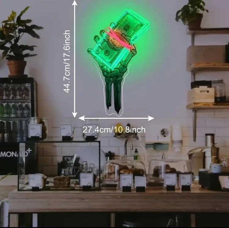 ネオンサイン ライト LED 壁掛け ネオン 骨 骸骨 お金 おしゃれ 調光可能