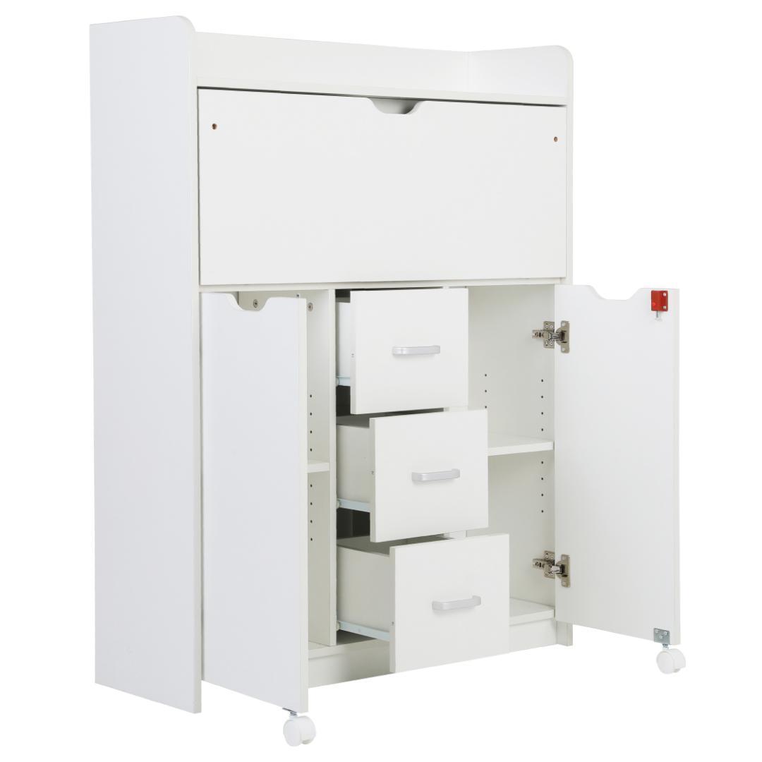 【ホワイト】学習机デスクパソコンデスク勉強机折り畳み天板引き出pcデスク