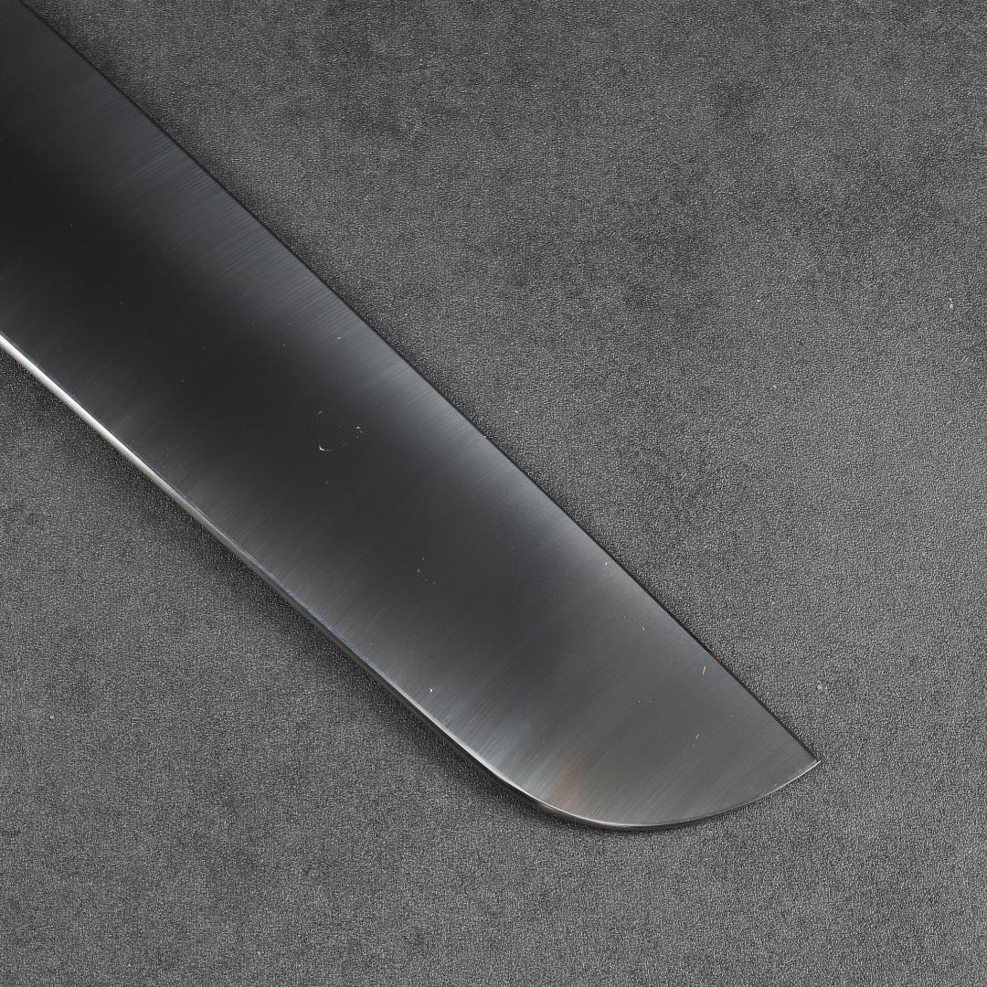 7017 鎌型薄刃包丁 8寸 刃渡り240mm 刺身包丁 人工象牙黒三本巻八角柄