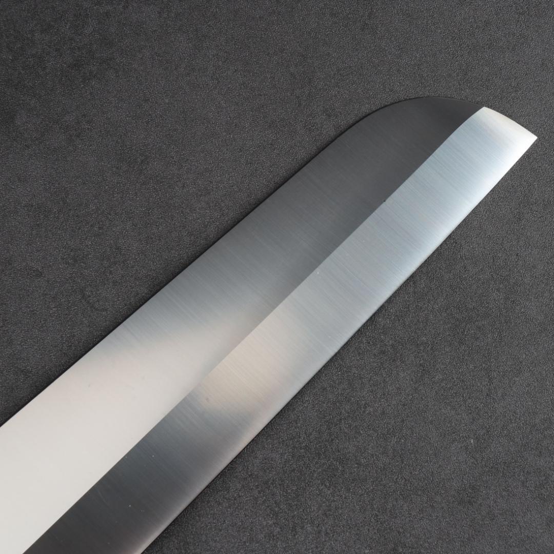 7017 鎌型薄刃包丁 8寸 刃渡り240mm 刺身包丁 人工象牙黒三本巻八角柄