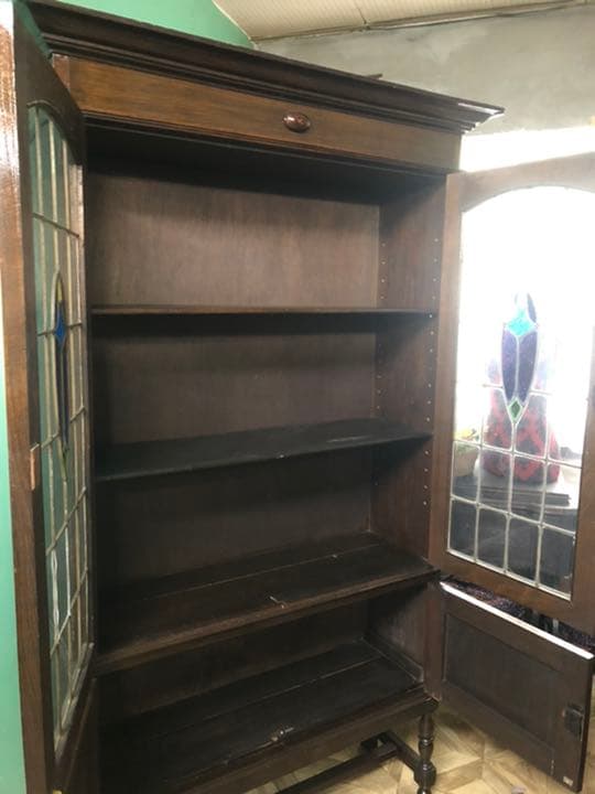 ステンドガラス 三越家具 扉 キャビネット アンティーク インテリア ビンテージ