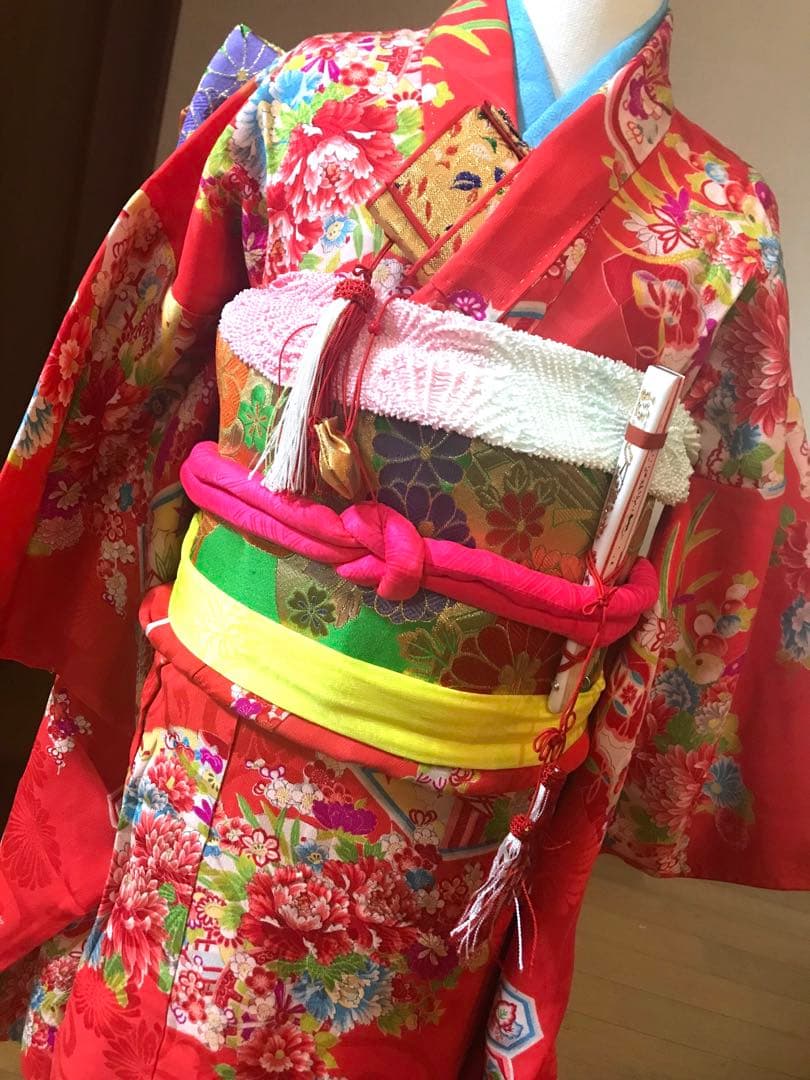 七五三女の子着物セット　アンティーク　正絹　5歳 小さめ7歳　珊瑚色❤️