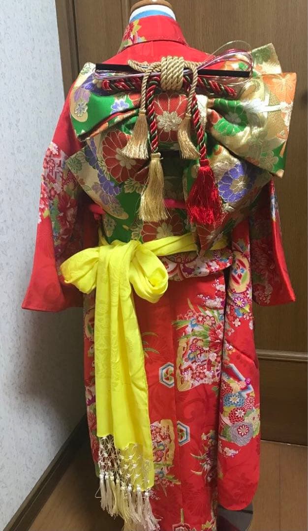 七五三女の子着物セット　アンティーク　正絹　5歳 小さめ7歳　珊瑚色❤️