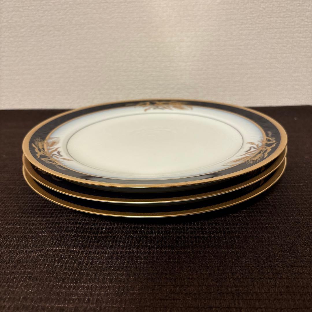 大倉陶園　ロイヤルブルー　瑠璃金彩金蝕稲穂　ディナープレート　26cm