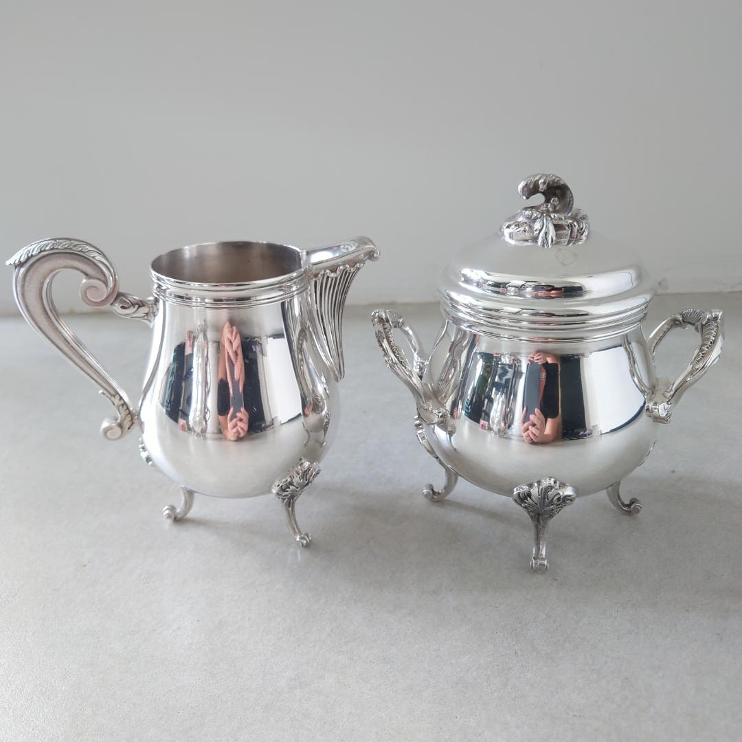 美品 クリストフル マルリー コーヒー ティー シュガー ミルク ポット 4点