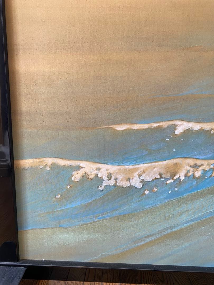 希少✨衝立　日本画　旭日　白波　縁起物　仕切り間仕切り　パーテーション　引取限定