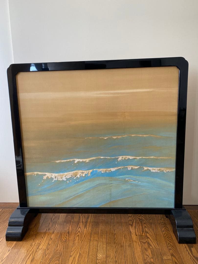 希少✨衝立　日本画　旭日　白波　縁起物　仕切り間仕切り　パーテーション　引取限定