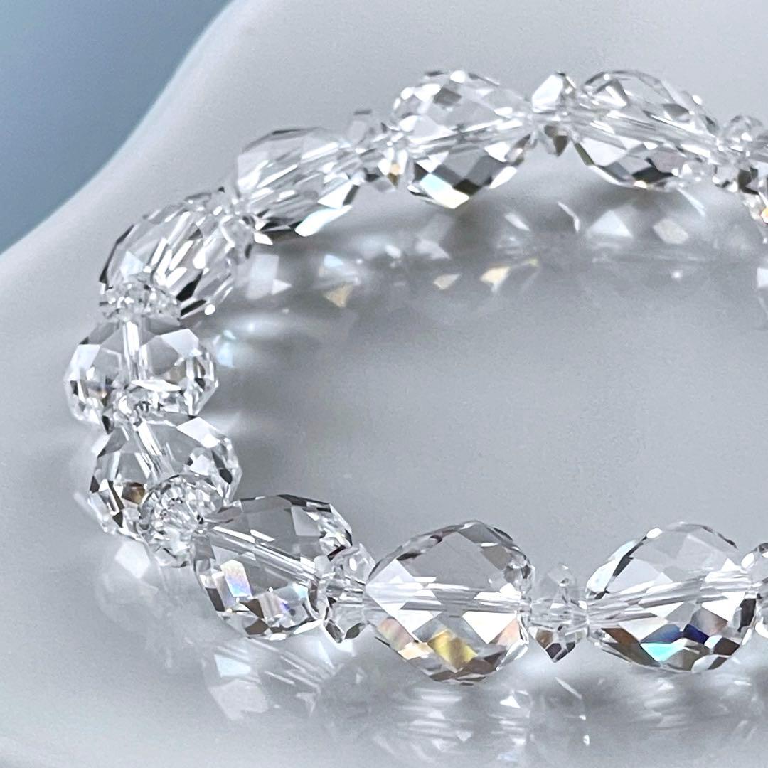 極上ハンドカット✨ハートシェイプ天然本水晶ブレス