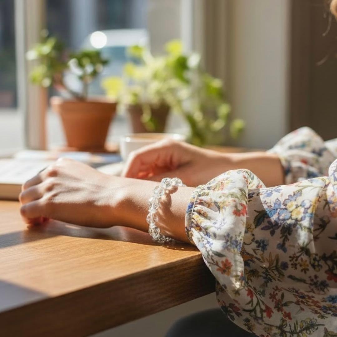 極上ハンドカット✨ハートシェイプ天然本水晶ブレス