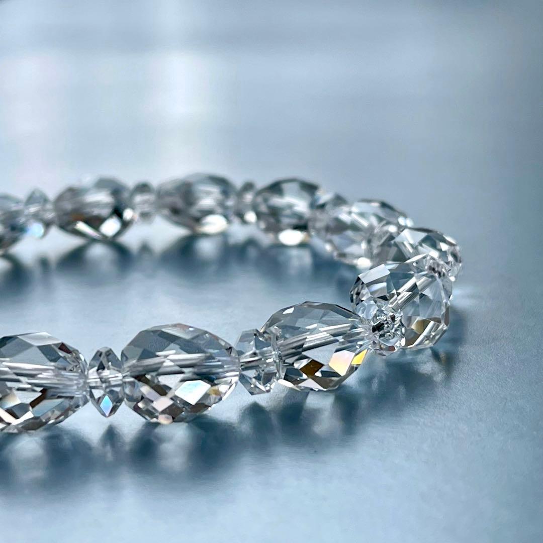 極上ハンドカット✨ハートシェイプ天然本水晶ブレス