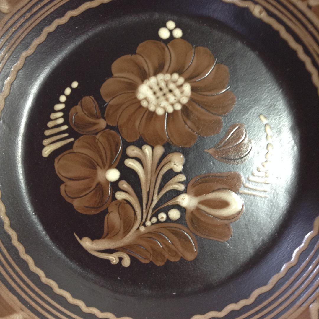 落ち着いたお部屋を演出　花の陶器　大絵皿　美品