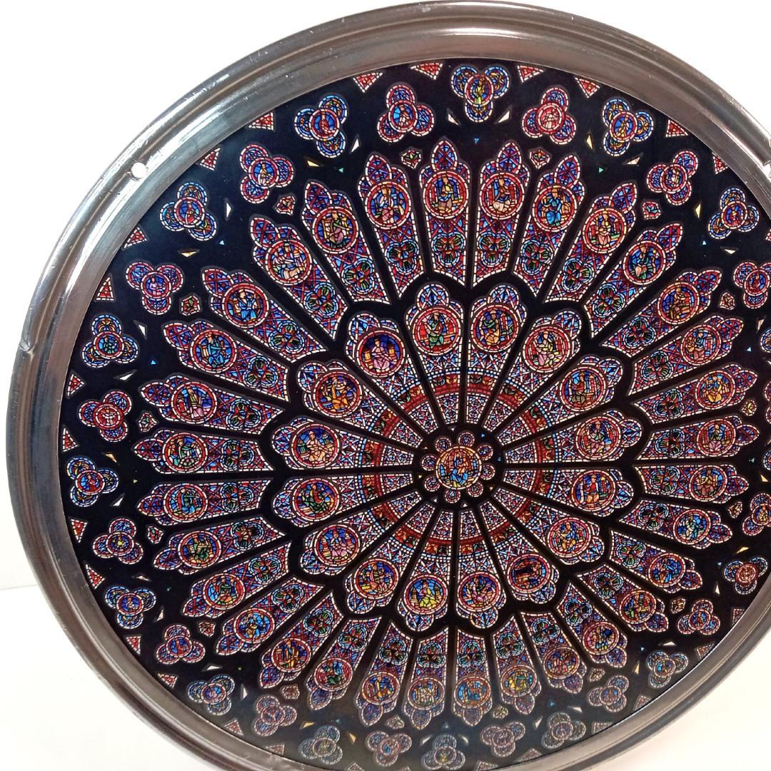 大判ノートルダム大聖堂(パリ)ステンドグラス 北のバラ窓 グラス