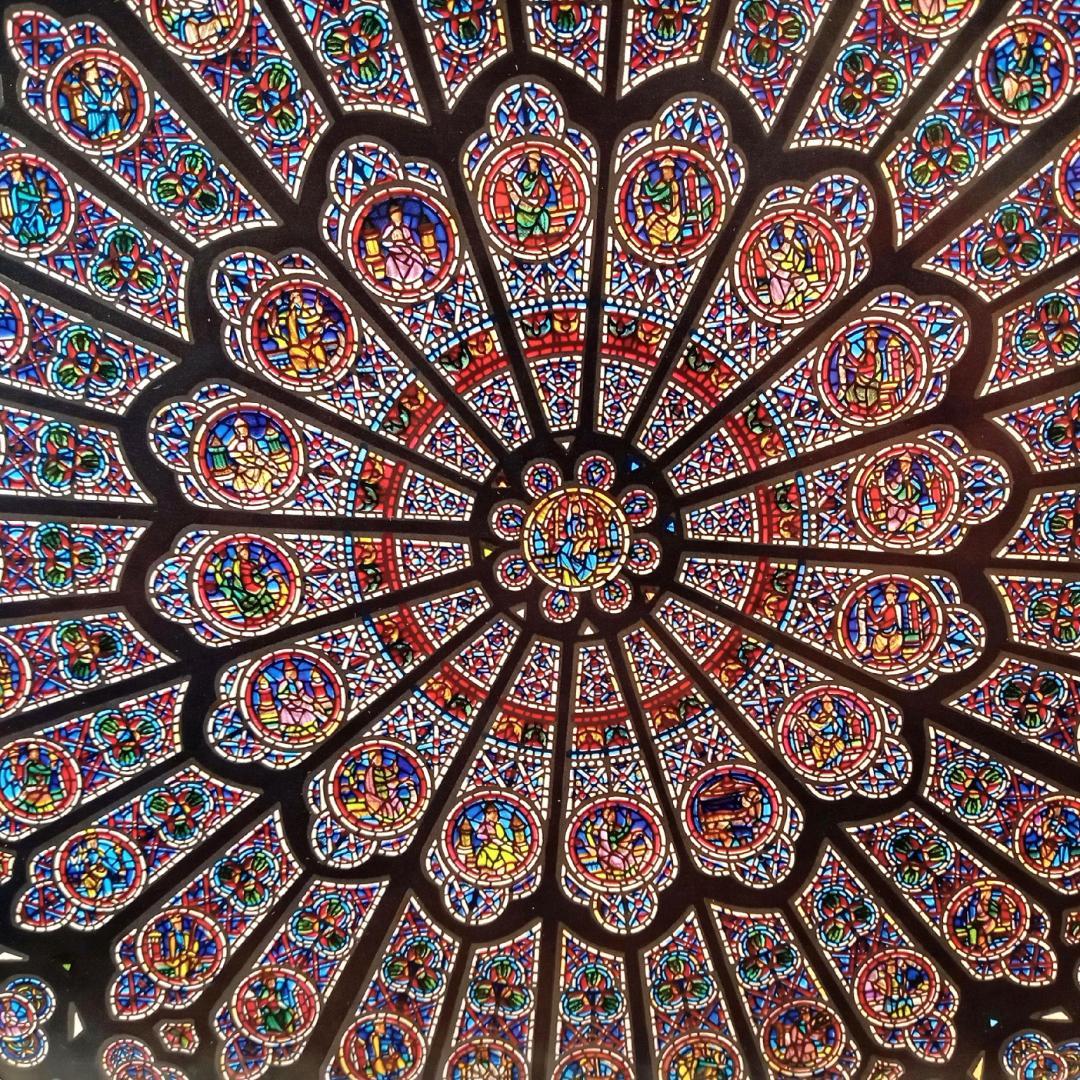 大判ノートルダム大聖堂(パリ)ステンドグラス 北のバラ窓 グラス