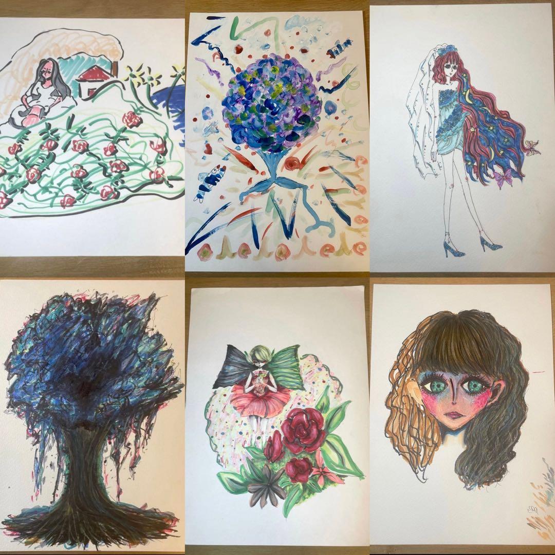 アナログイラスト 手描き オリジナル 一点物 原画 絵具 コピック