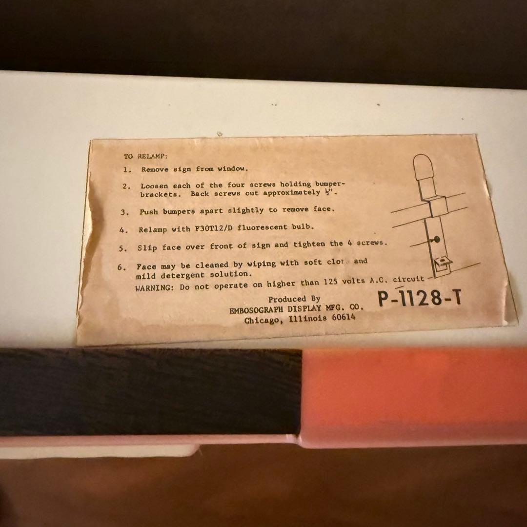 1970s Pabst Blue Ribbon サイン照明 パブストブルーリボン