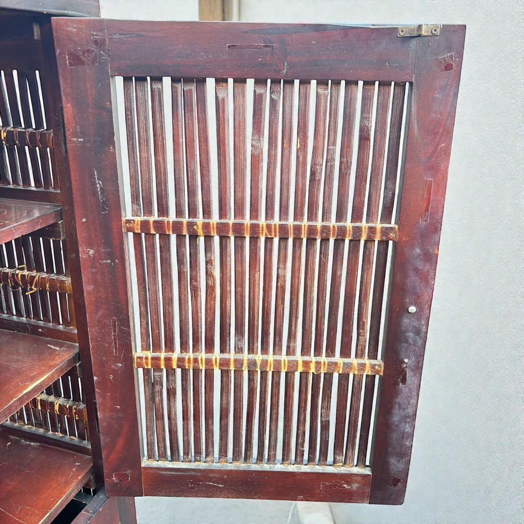 和モダン】バンブー キャビネット 収納家具 ダークブラウン 竹製