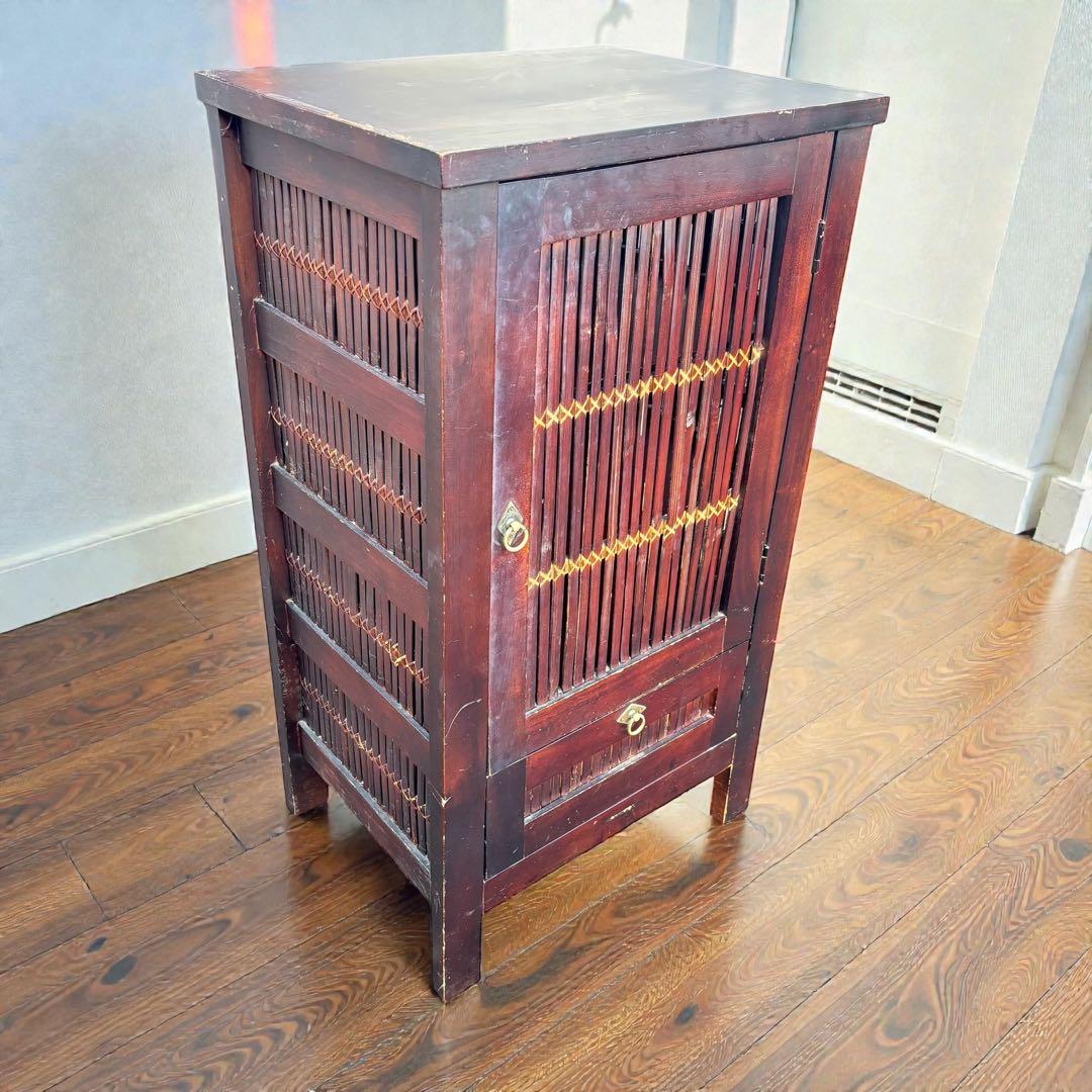 和モダン】バンブー キャビネット 収納家具 ダークブラウン 竹製