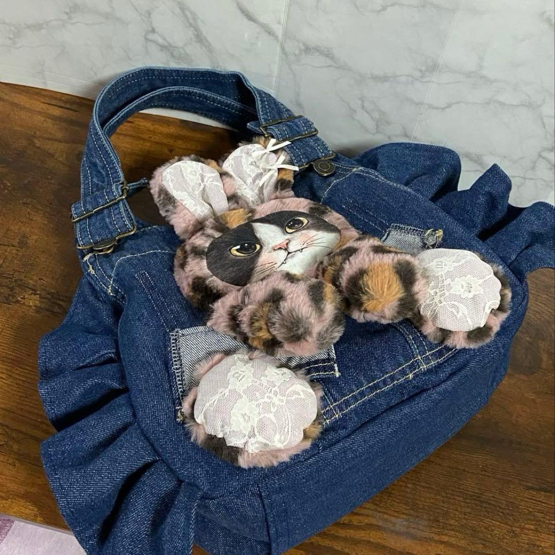 m*e様 コヤンイサムチョン デニムリメイク【がま口バッグ】フリルバッグ ハンド