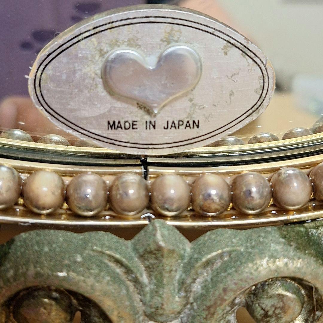 ビンテージ ミラー 鏡 アンティーク　ウォールミラー 壁掛け　真珠