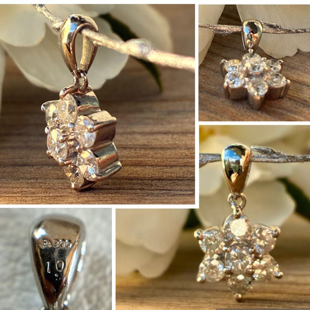 pt900 幸せのフラワー ダイヤモンド 1.0ct ペンダント トップ