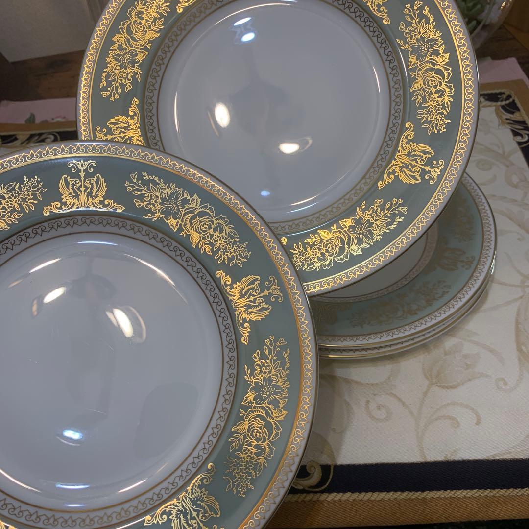 ウェッジウッド コロンビア　セージグリーン 17.5cmケーキプレート 6枚