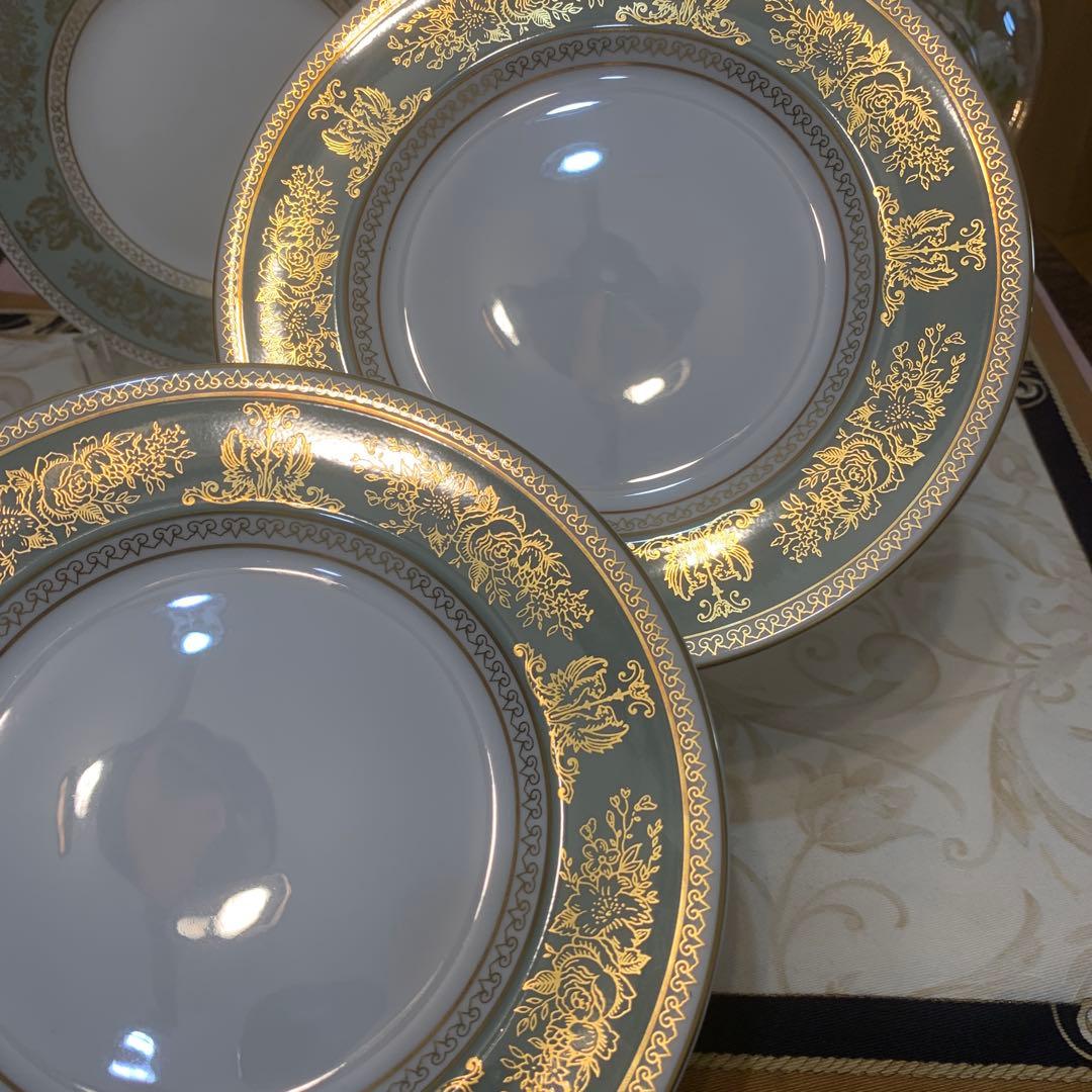 ウェッジウッド コロンビア　セージグリーン 17.5cmケーキプレート 6枚