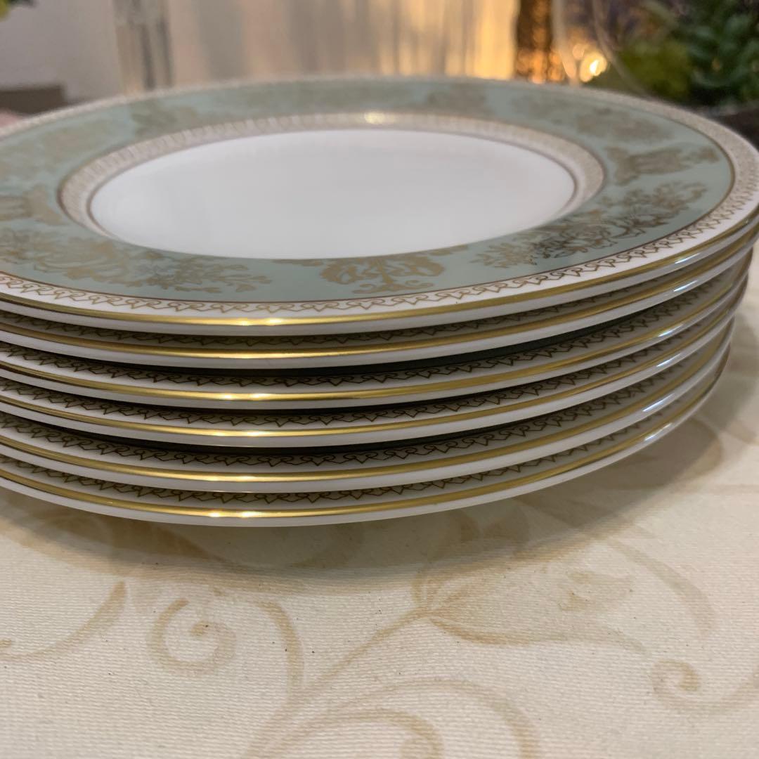 ウェッジウッド コロンビア　セージグリーン 17.5cmケーキプレート 6枚