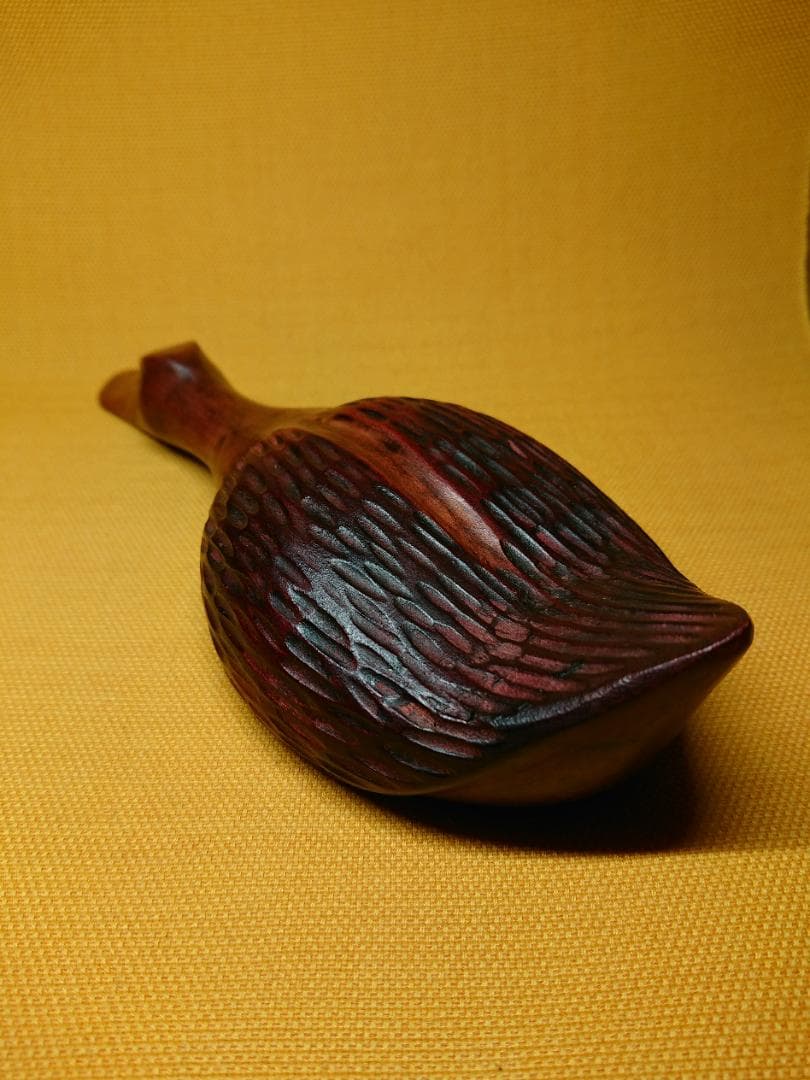 トリ　アヒル　カモ　木彫　オブジェ　置物　インテリア　工芸品　美術品　A1287