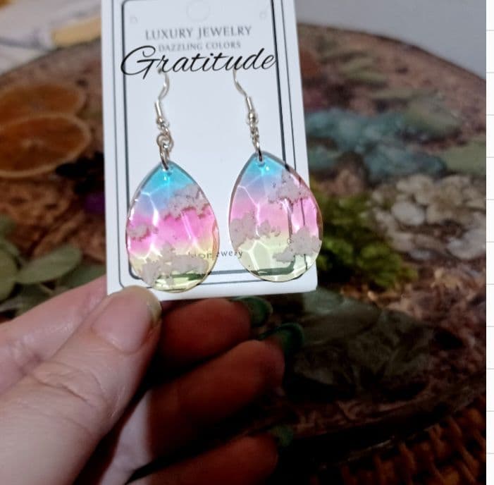 ハンドメイドピアス　まいたん様追加　ドロップ　雫　朝焼け　空アクセサリー