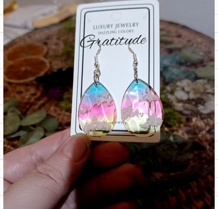 ハンドメイドピアス　まいたん様追加　ドロップ　雫　朝焼け　空アクセサリー