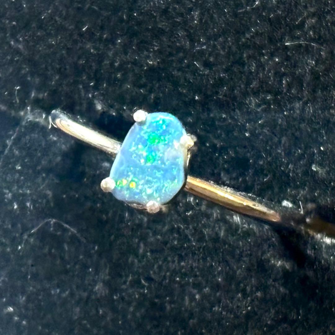 0.24ct ブラックオパール ピンファイヤーパターン シルバーリング 調節可能