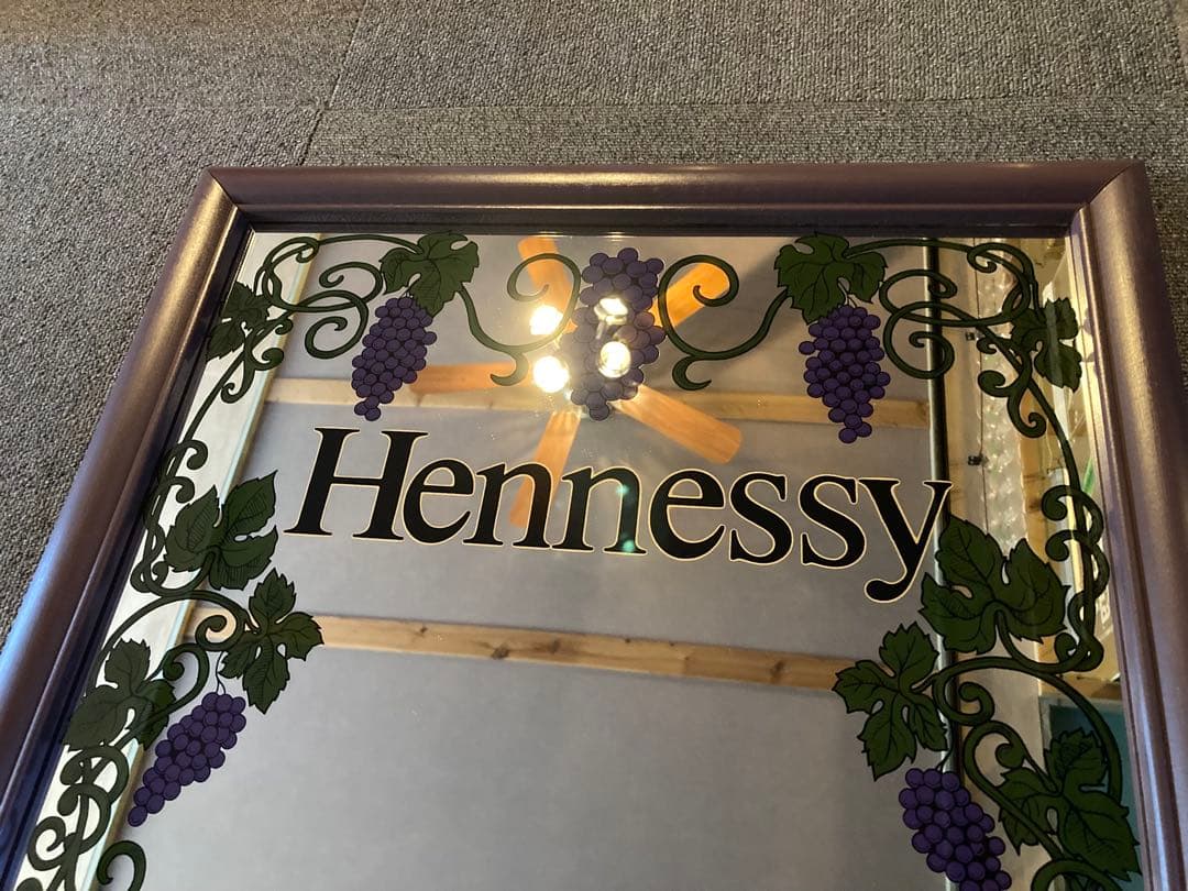 ヘネシー アンティーク パブミラー フランス 壁掛け レトロ フレーム 鏡 雑貨