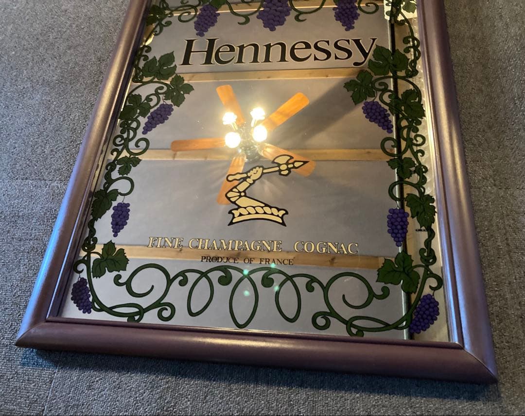 ヘネシー アンティーク パブミラー フランス 壁掛け レトロ フレーム 鏡 雑貨