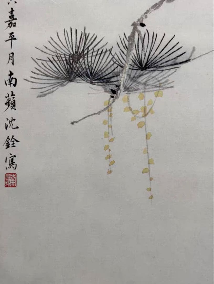 【12月限定価格】水墨画 沈銓《牡丹双鶴》大四尺 中堂画｜掛け軸・実物撮影
