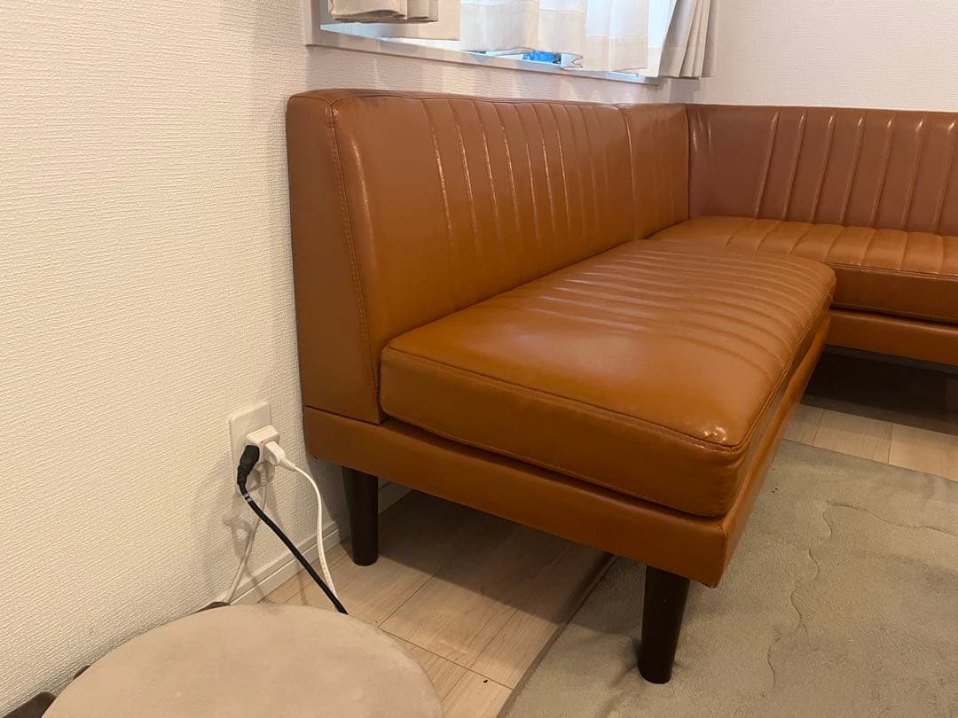 レザー コーナーソファ L字型 ブラウン