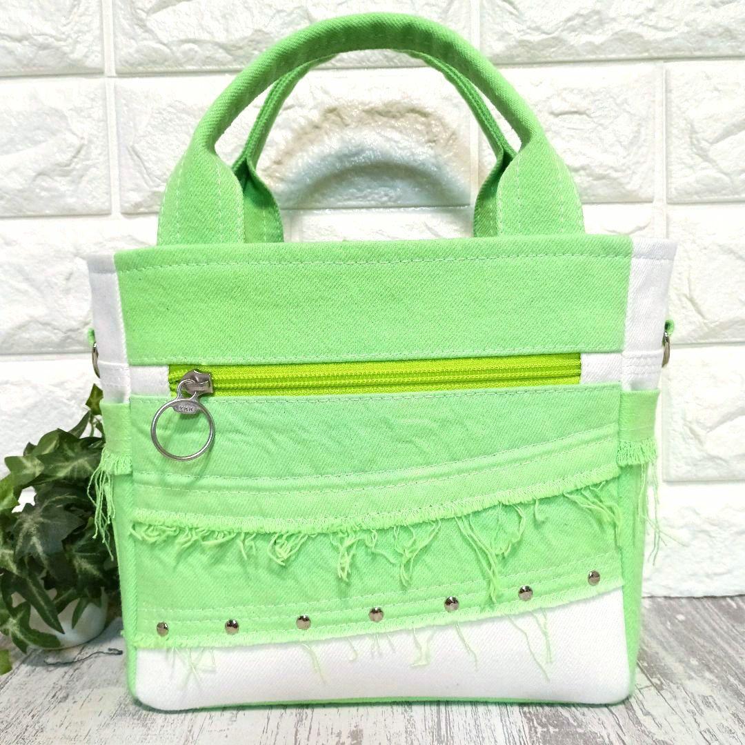 リメイクデニム★MIXフリンジトートバッグN＋チェーンショルダー