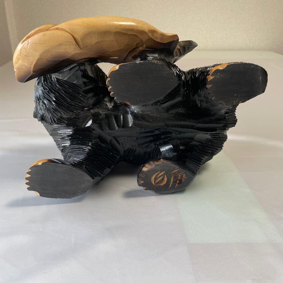 白伊 置物 熊 木彫り クマ 木製 作家 彫刻 アイヌ民族作家 - メルカリ