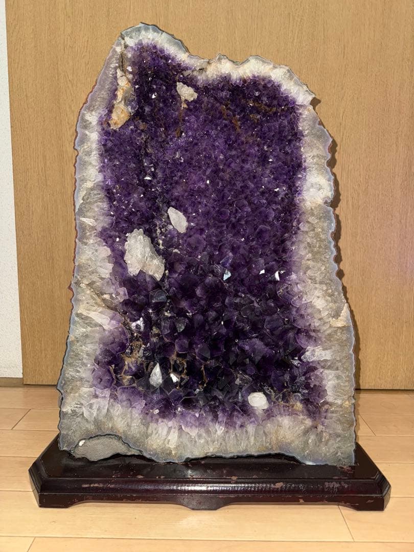【引取限定】大型 アメジストドーム 紫水晶 原石 台座付き 高さ約57cm