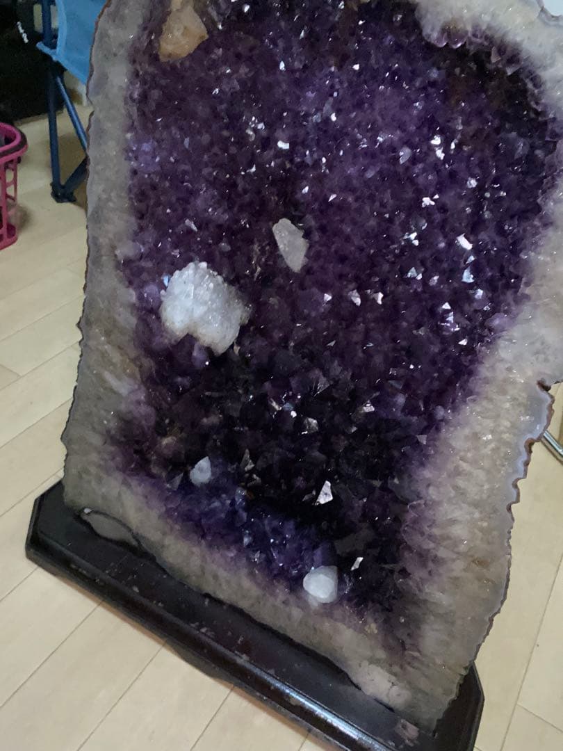 【引取限定】大型 アメジストドーム 紫水晶 原石 台座付き 高さ約57cm