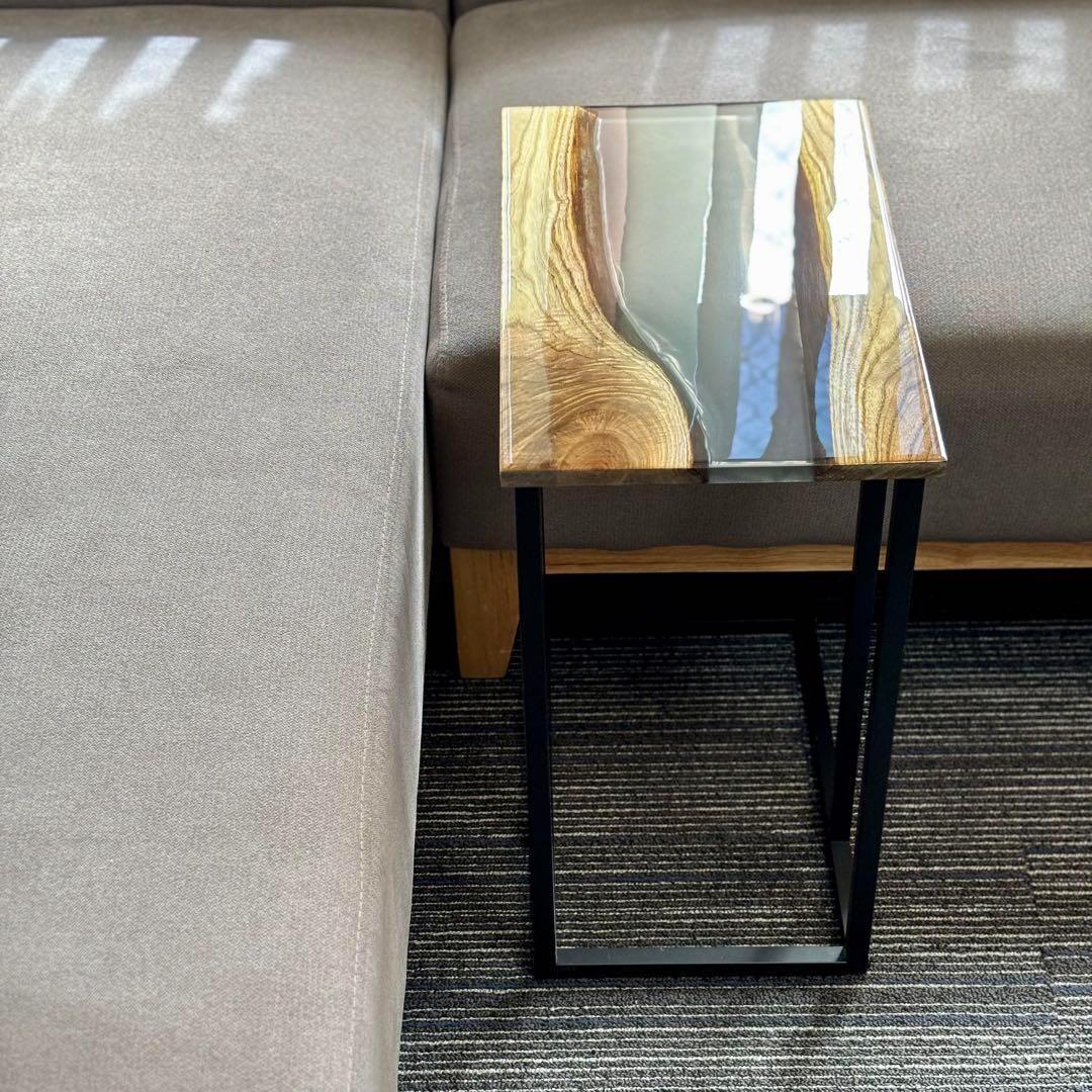 サイドテーブル レジン アイアン 木製 一枚板 おしゃれ コの字 ベッド 北欧