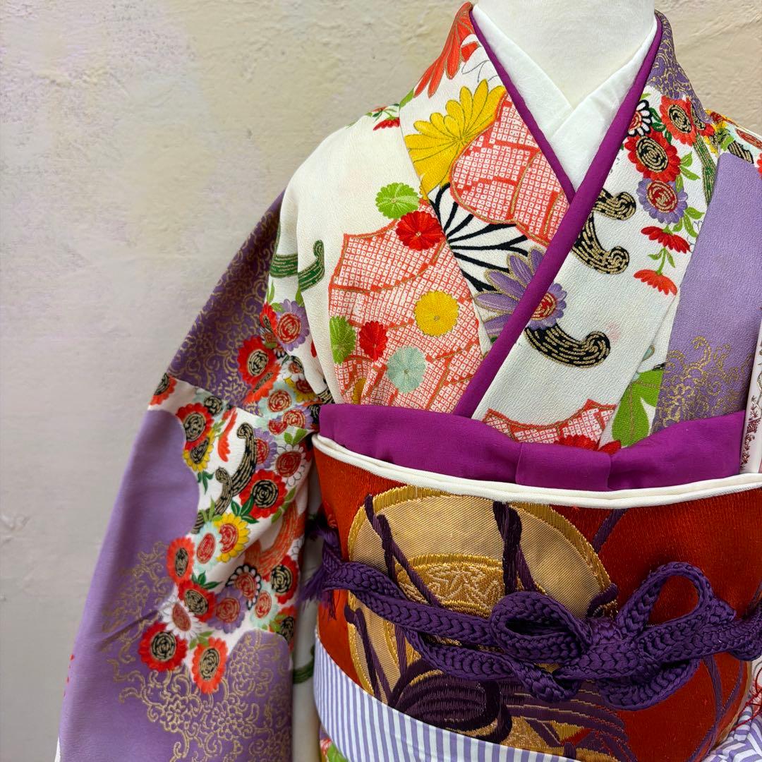 No.k004七五三 7歳 着物 フルセット レトロ柄