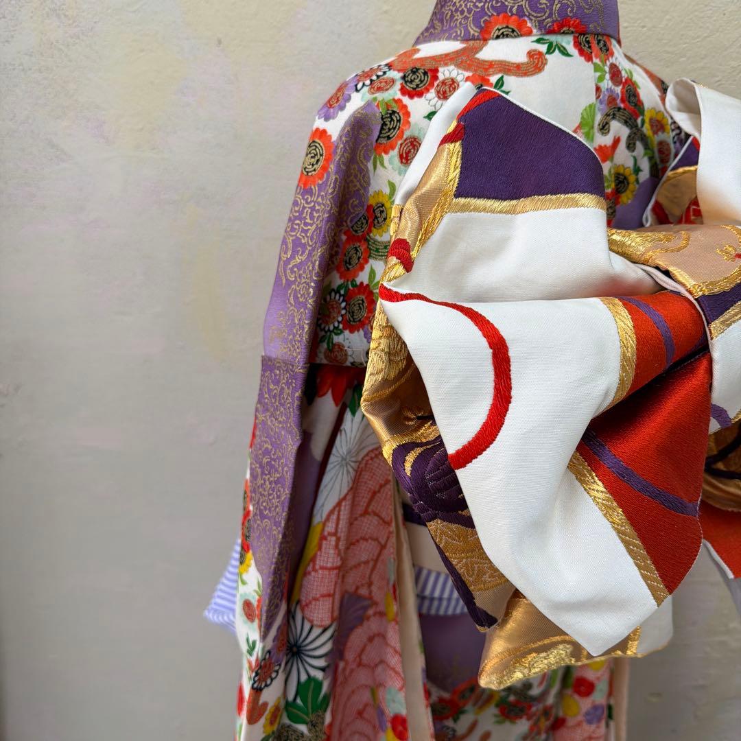 No.k004七五三 7歳 着物 フルセット レトロ柄