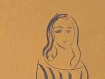 【真作】絵画　織田広喜　デッサン（色紙）　女性像　モダンアート　Y196