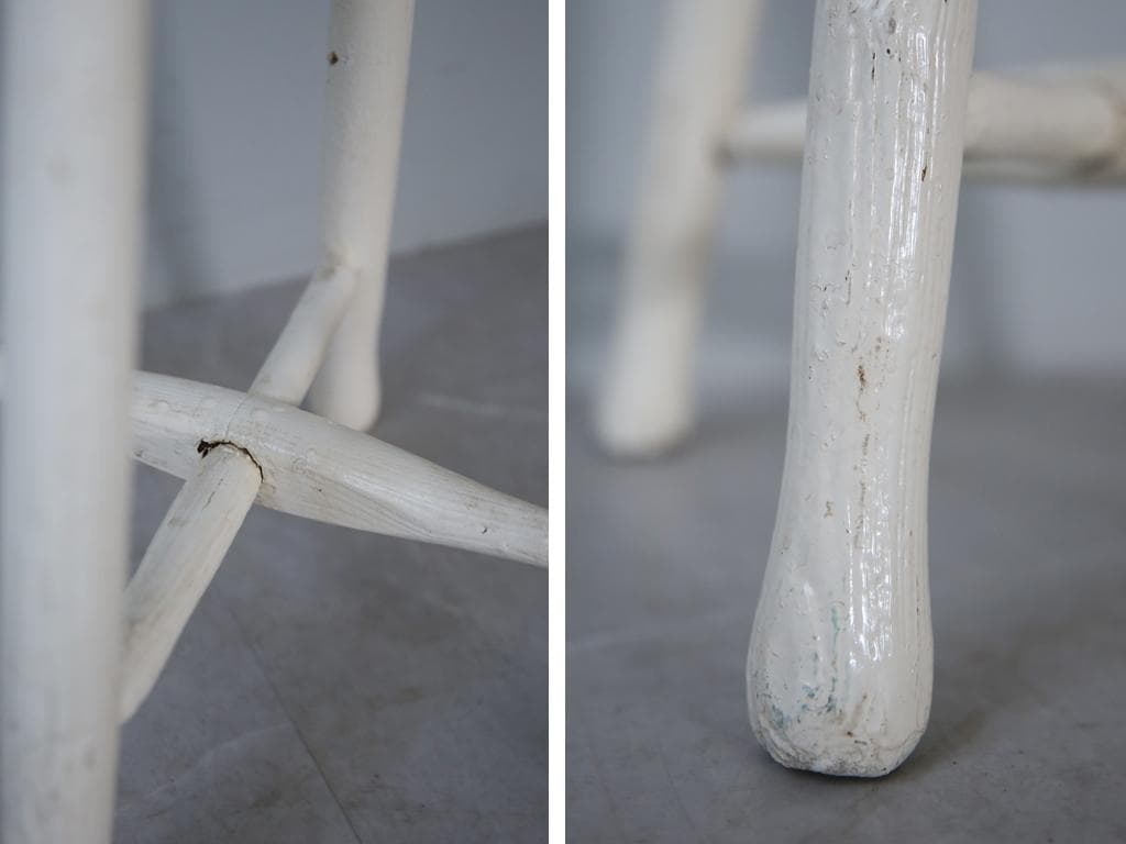 英国アンティーク白色ペイントの木製スツール/椅子イス/チェア/飾り棚