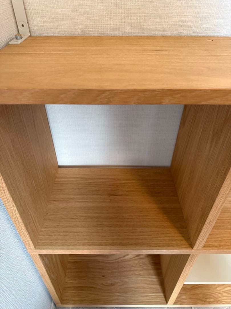 無印良品 スタッキングシェルフ オーク材 2段×2列 (追加スチール2枚)傷なし