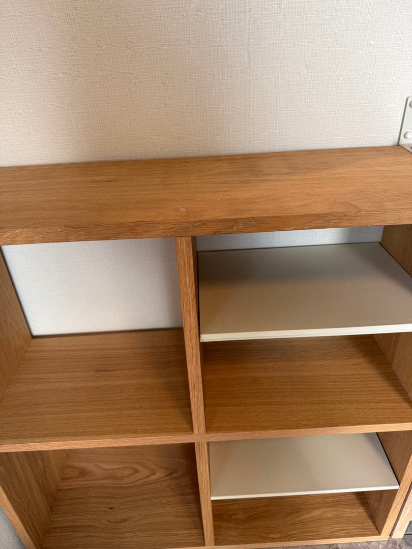 無印良品 スタッキングシェルフ オーク材 2段×2列 (追加スチール2枚)傷なし